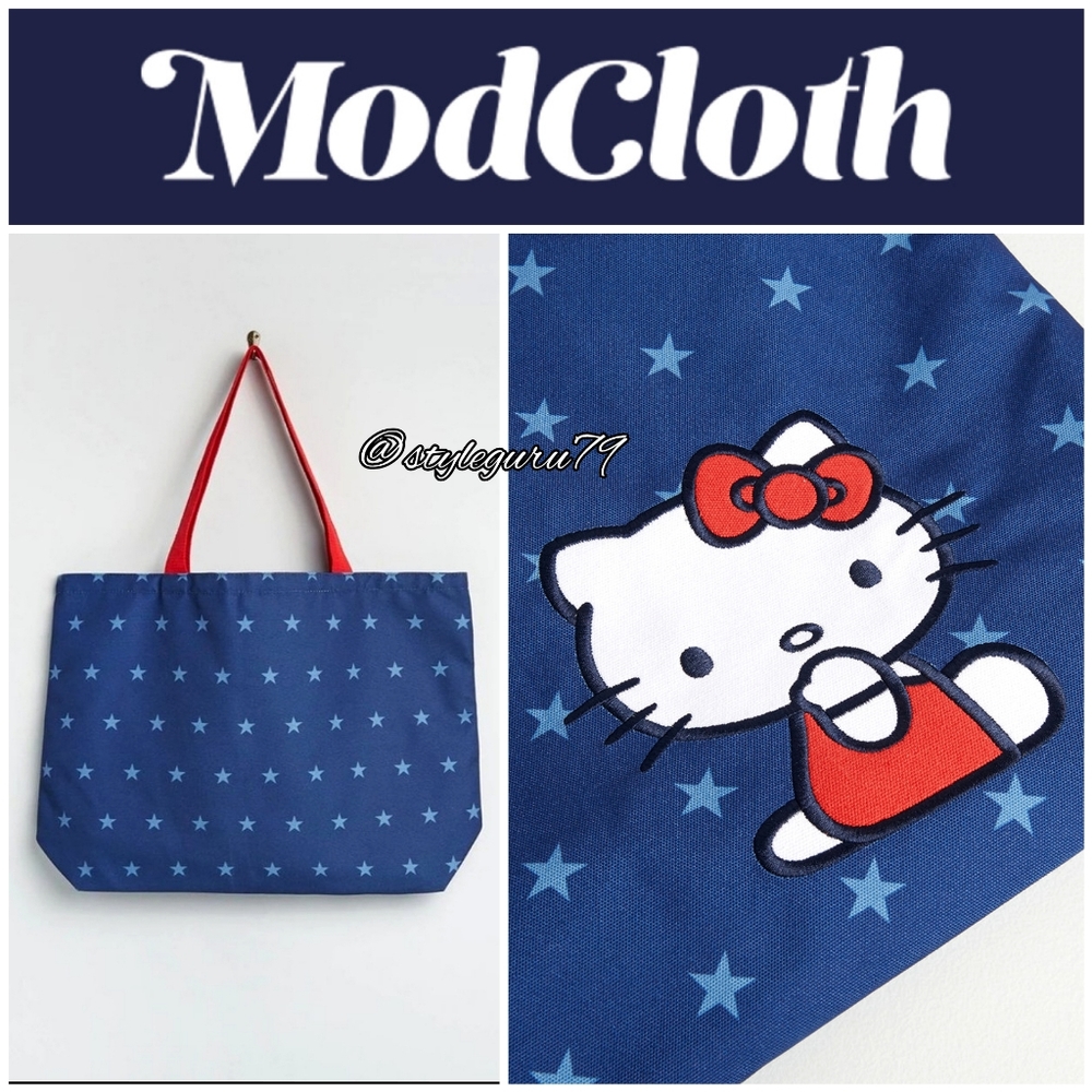 ModCloth x Hello Kitty Team Americana Bag in Blue Filled With HK Goodies - Picture 2 of 3